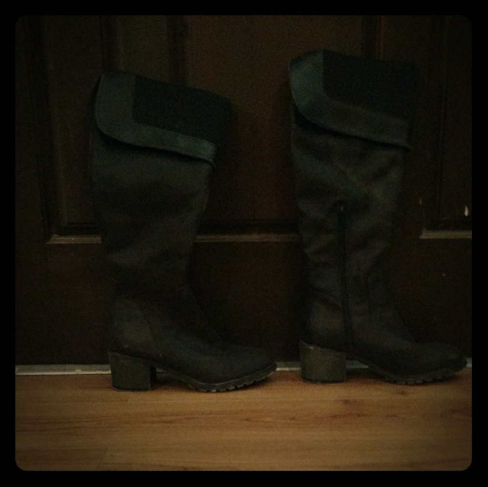 High heel thigh boots , black